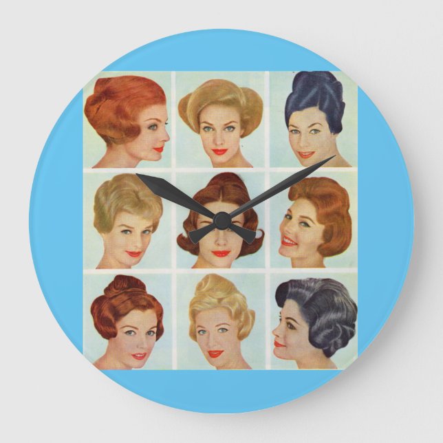 1960s hairstyles grid large clock (Front)