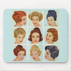 1960s hairstyles grid mouse mat