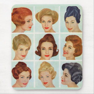 1960s hairstyles grid mouse mat