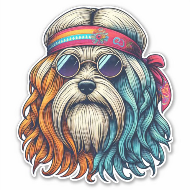 1960s hippie dog face funny animals art (Front)