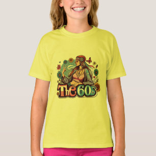 1960s Hippie girl chick peace sign fingers art T-Shirt