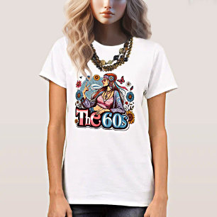 1960s Hippie girl chick peace sign fingers art T-Shirt