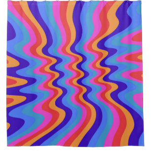 1960s Hippie Trippy Retro Wallpaper Shower Curtain