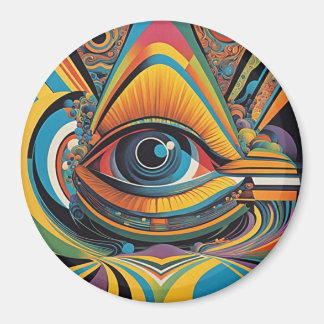 1960s Horror Vacui Psychedelic Artwork Magnet