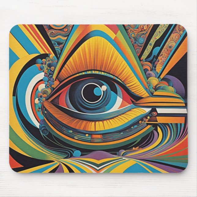1960s Horror Vacui Psychedelic Artwork Mouse Mat (Front)