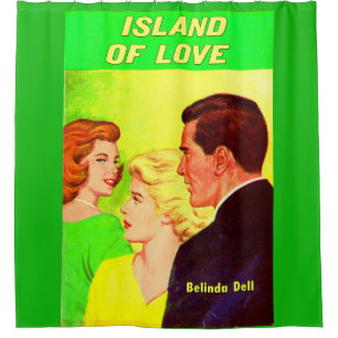 1960s Island of Love book cover print Shower Curtain