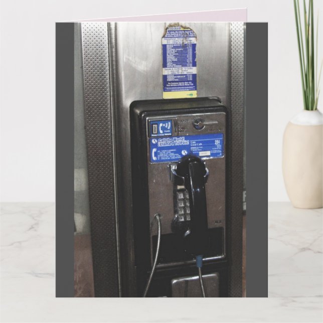 1960's kid PHONE BOOTH BIRTHDAY CARD (Front)