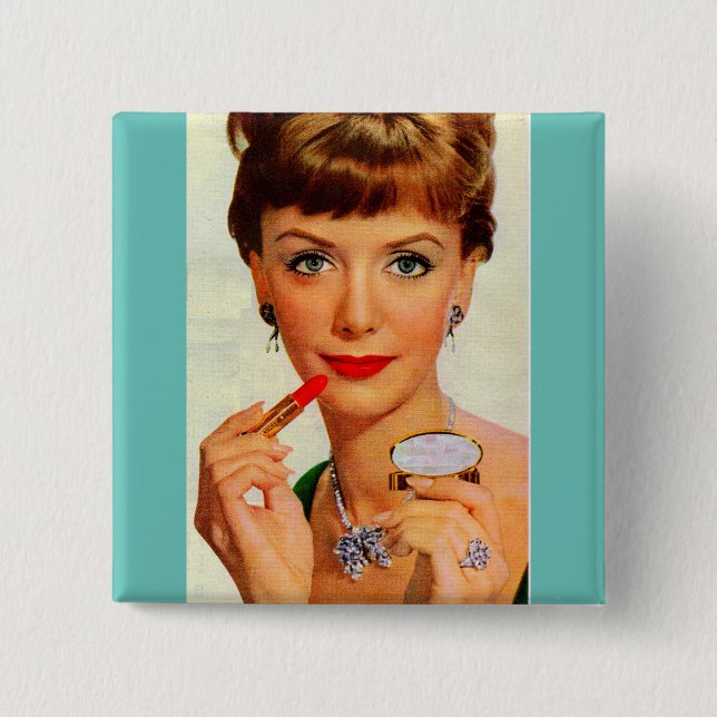 1960s lipstick lady 15 cm square badge (Front)