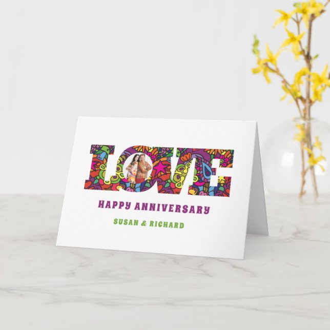 1960's Love Photo Anniversary Card (Yellow Flower)