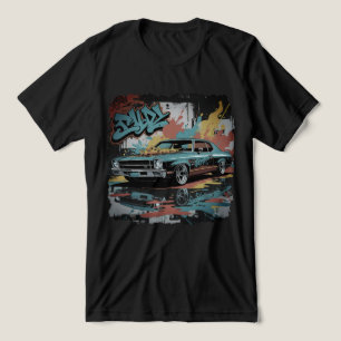 1960s Lowrider in Graffiti Fire Wall Art Style Tri-Blend Shirt