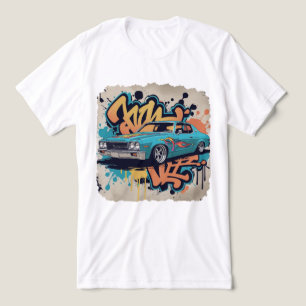 1960s Lowrider in Graffiti Fire Wall Art Style Tri-Blend Shirt