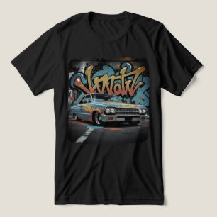 1960s Lowrider in Graffiti Fire Wall Art Style Tri-Blend Shirt