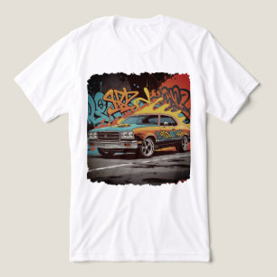 1960s Lowrider in Graffiti Fire Wall Art Style Tri-Blend Shirt