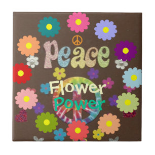 1960s Peace, Love, and Flower Power Tile