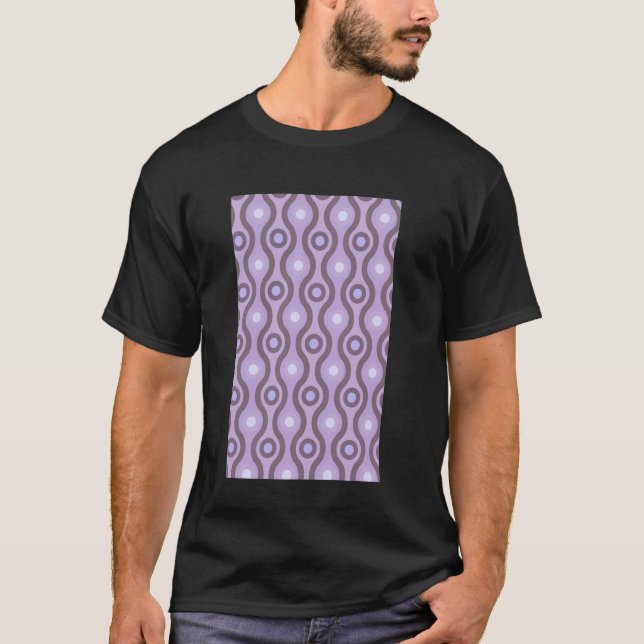 1960's RETRO WAVE AND CIRCLE PATTERN LAVENDER AND  T-Shirt (Front)