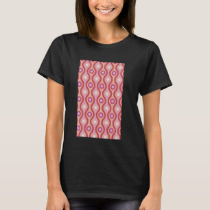 1960's RETRO WAVE AND CIRCLE PATTERN PINK AND LIGH T-Shirt