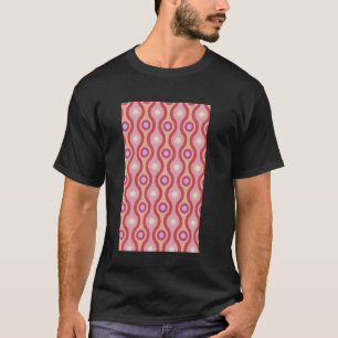 1960's RETRO WAVE AND CIRCLE PATTERN PINK AND LIGH T-Shirt
