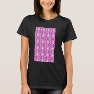 1960's RETRO WAVE AND CIRCLE PATTERN PINK AND PURP T-Shirt