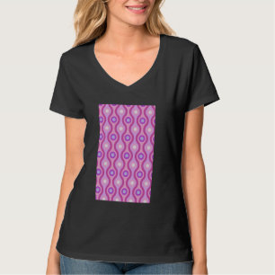 1960's RETRO WAVE AND CIRCLE PATTERN PINK AND PURP T-Shirt