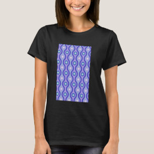 1960's RETRO WAVE AND CIRCLE PATTERN SHADES OF BLU T-Shirt