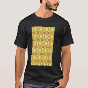 1960's RETRO WAVE AND CIRCLE PATTERN YELLOW PEACH T-Shirt