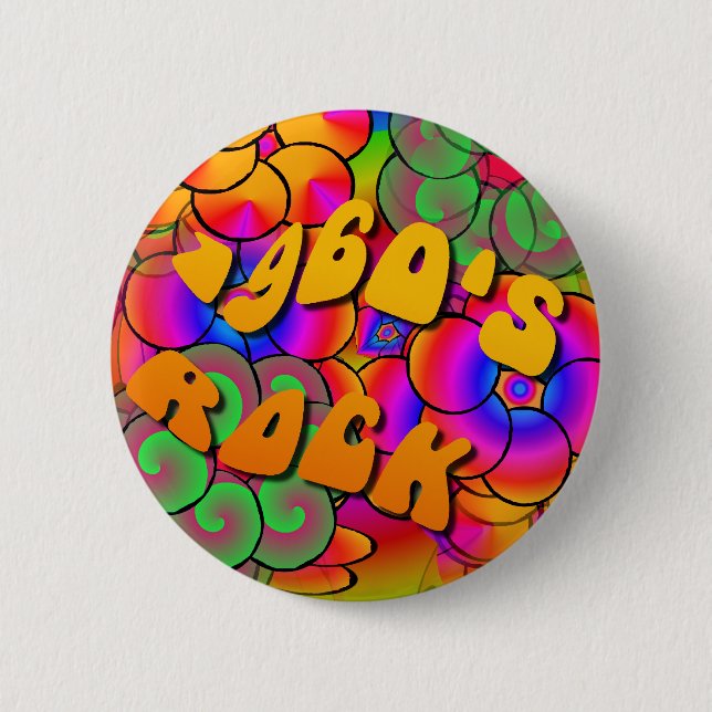 1960's Rock Psychedelic Flower Power Button (Front)