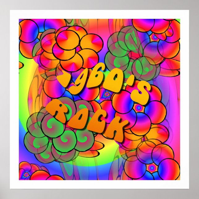 1960's Rock Psychedelic Flower Power Poster (Front)