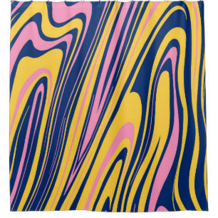 1960s Style Colour Waves Backgrounds. Wavy Psyched Shower Curtain
