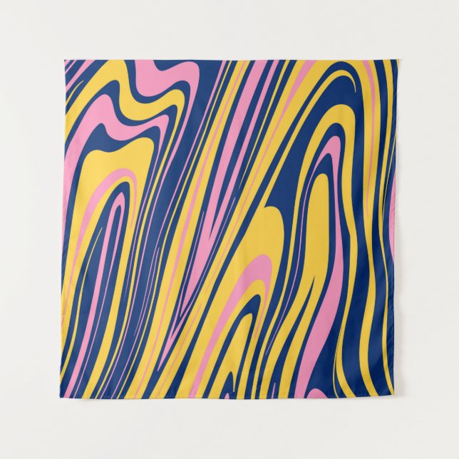 1960s Style Colour Waves Backgrounds. Wavy Psyched Tapestry (Front)