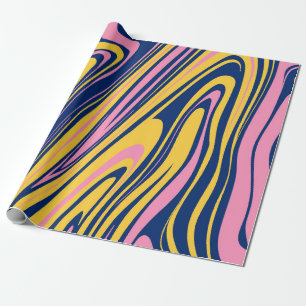 1960s Style Colour Waves Backgrounds. Wavy Psyched Wrapping Paper