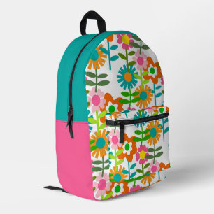 1960's Style Flowers Printed Backpack