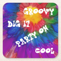 1960's Style Square Colourful Paper Coaster