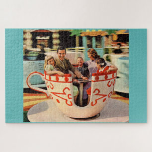 1960s teacup ride at the amusement park jigsaw puzzle