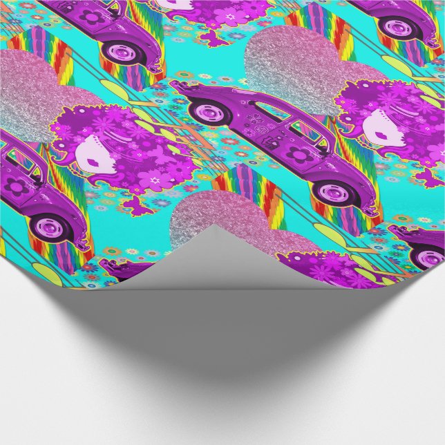 1960's Theme Groovy Girl Party Birthday Wrapping Paper (Corner)