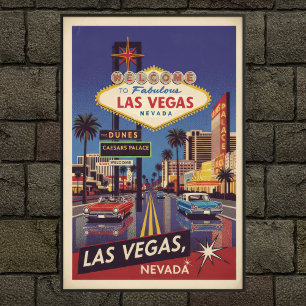 1960s Vintage Las Vegas Travel Poster