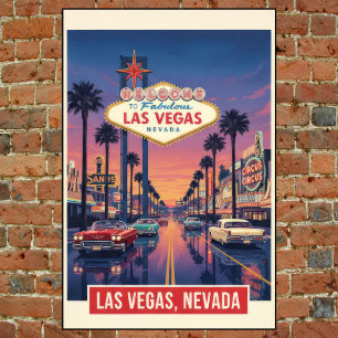 1960s Vintage Las Vegas Travel Poster