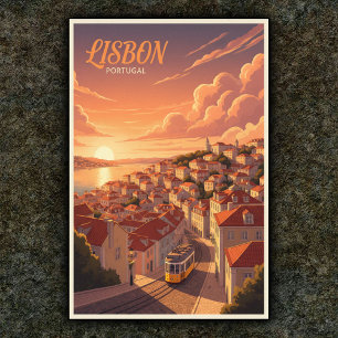 1960s Vintage Lisbon, Portugal Travel Poster