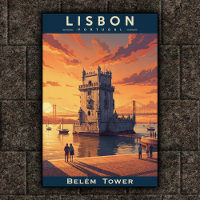 1960s Vintage Lisbon, Portugal Travel Poster