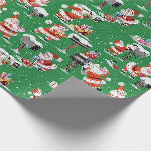 1960s Vintage Santa Claus with Prsents Wrapping Paper