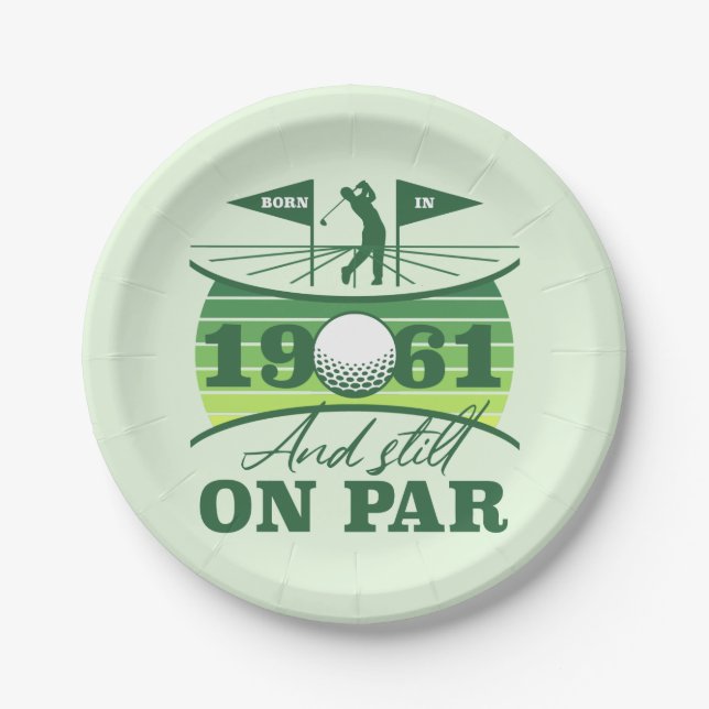 1961 60th Birthday Golf Lover Paper Plate (Front)