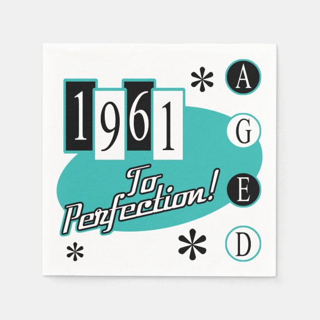 1961 60th Birthday Mid Century Modern Napkin (Front)