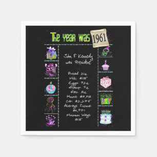 1961 Birth Year Trivia Napkins