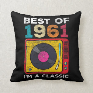1961 Born Vintage 60th Birthday Vinyls Classic Mus Cushion