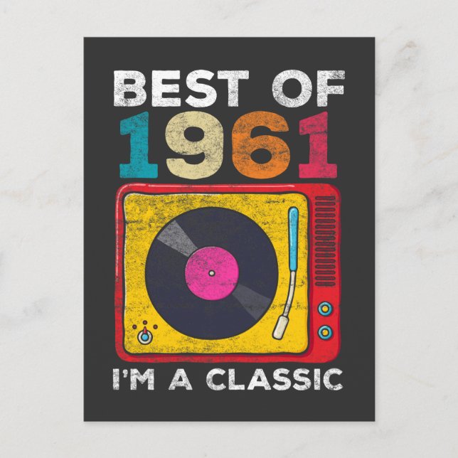 1961 Born Vintage 60th Birthday Vinyls Classic Mus Postcard (Front)