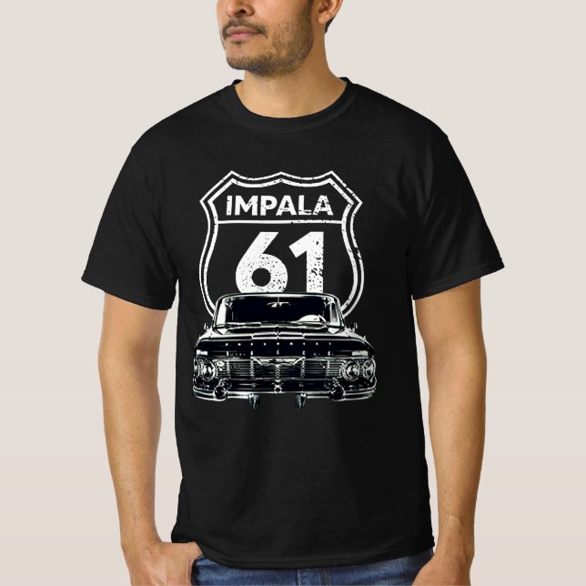 1961 Chevy Impala Front Grill View Silhouette T-Shirt (Front)