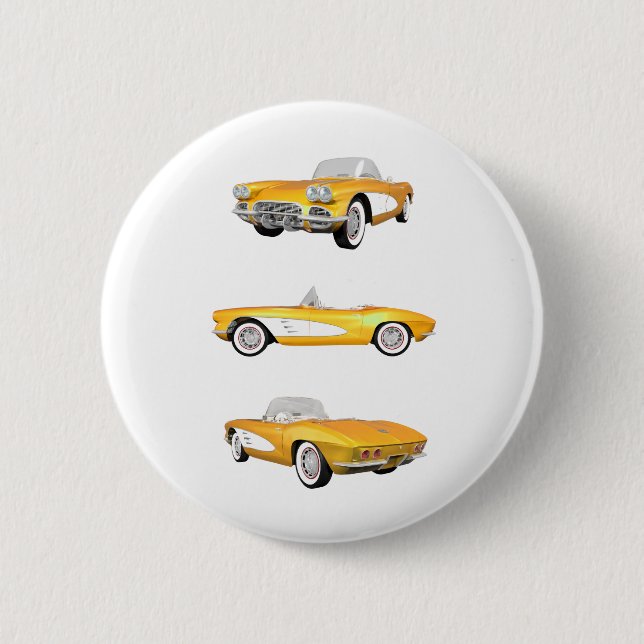 1961 Corvette C1: 6 Cm Round Badge (Front)
