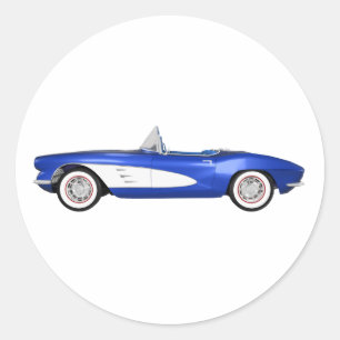 1961 Corvette C1: Blue Finish: Classic Round Sticker