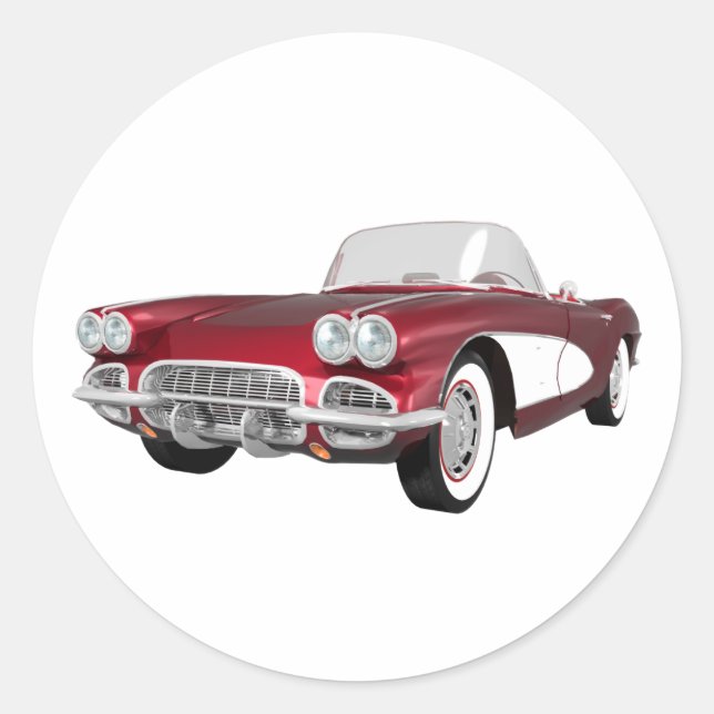 1961 Corvette C1: Candy Apple Finish: Classic Round Sticker (Front)