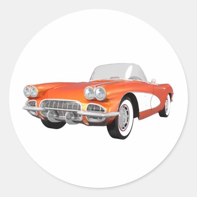 1961 Corvette C1: Orange Finish: Classic Round Sticker (Front)