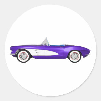1961 Corvette C1: Purple Finish: Classic Round Sticker